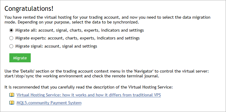 El hosting virtual ha sido pagado y está listo para funcionar