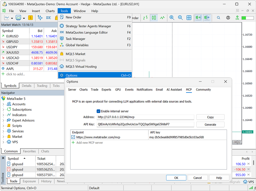 MCP server settings MCP server settings
