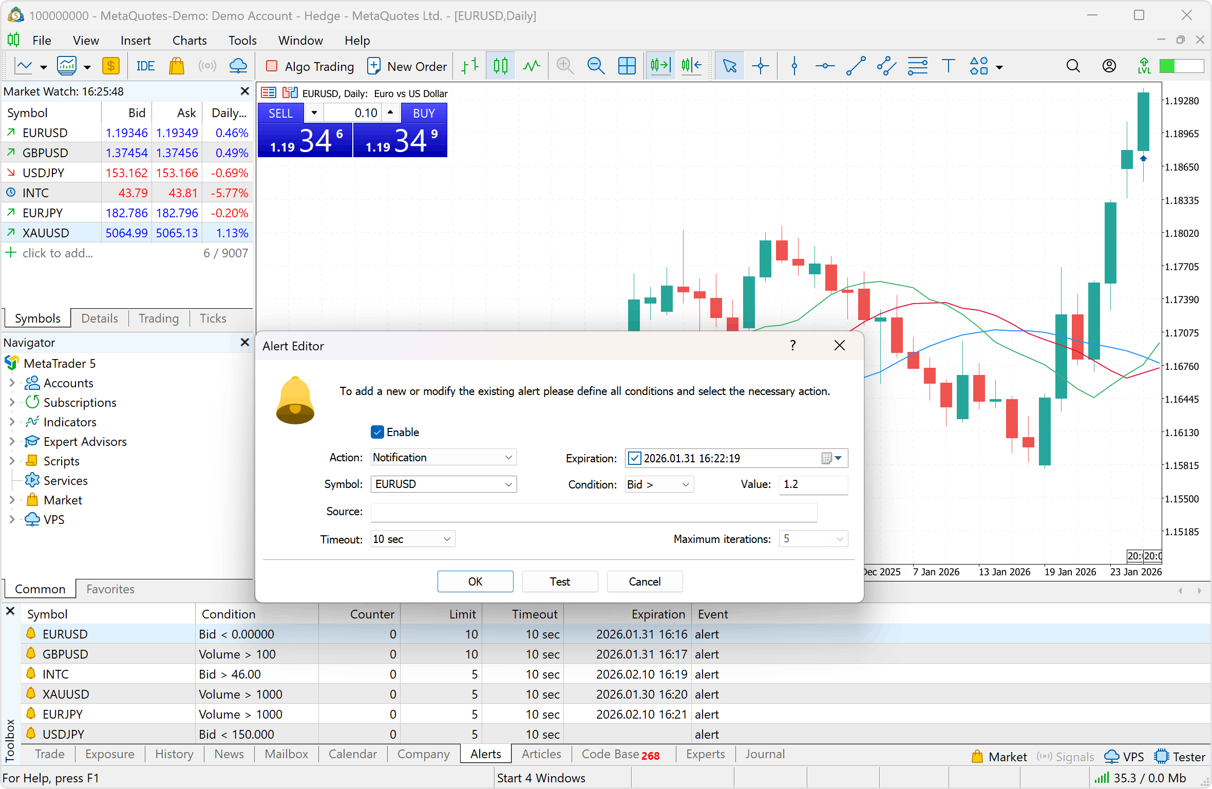 Благодаря алертам вы не упустите благоприятные торговые возможности