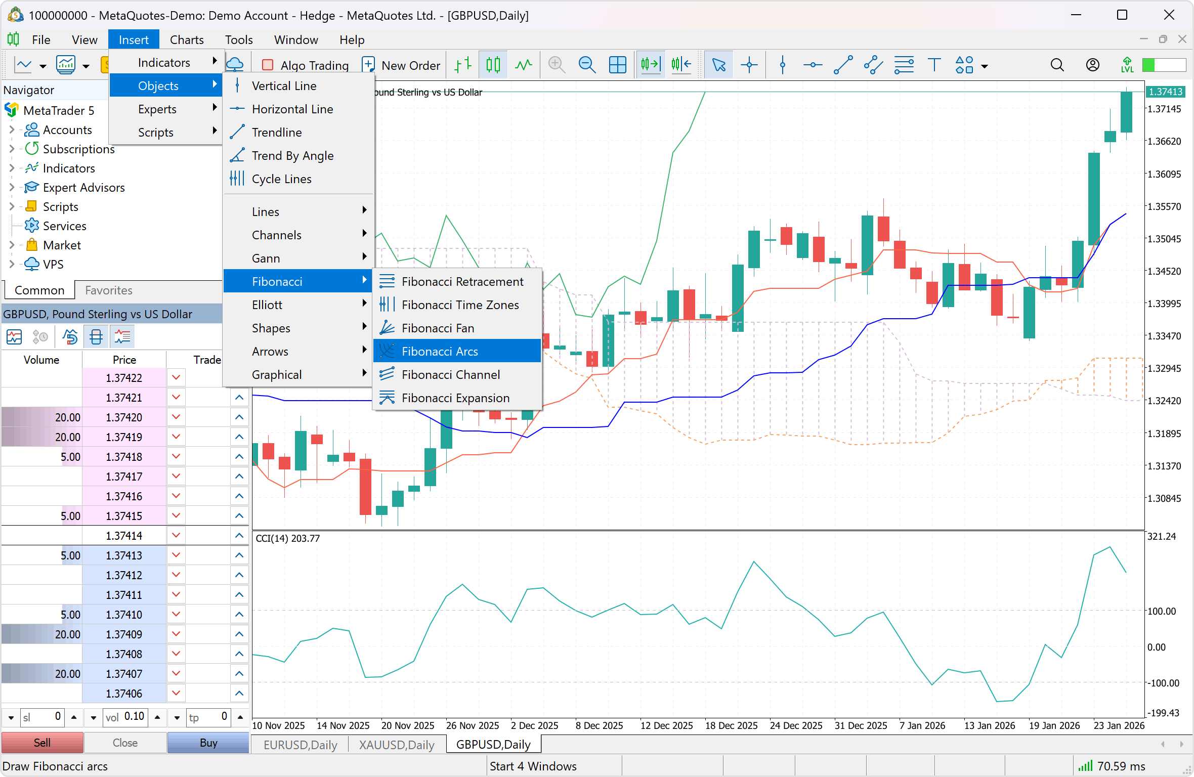44 встроенных аналитических объекта облегчат анализ котировок валют и акций